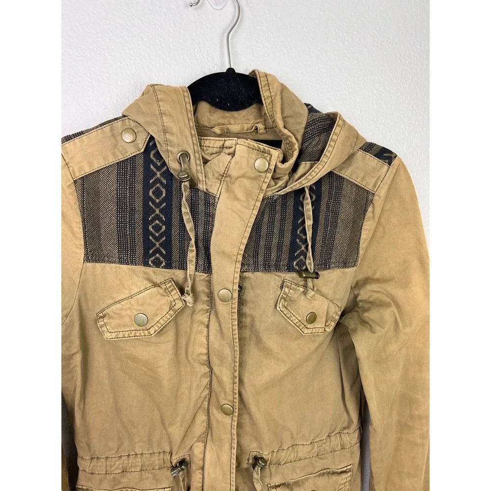 American Rag Jacket Small Womens size Khaki Brown Hooded‎ Field Coat